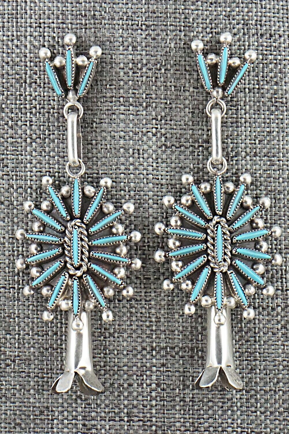 Turquoise & Sterling Silver Earrings - Lance & Cordelia Waatsa