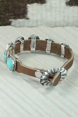 7 Stone Turquoise, Sterling Silver and Leather Bracelet - Jimmy Emerson - High Lonesome Trading