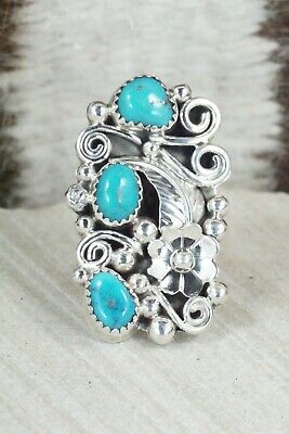 Turquoise & Sterling Silver Ring - Shirley Largo - Size 6.5