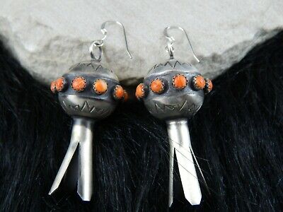 Navajo Sterling Silver & Spiny Oyster Blossom Earrings - Monica Smith - High Lonesome Trading