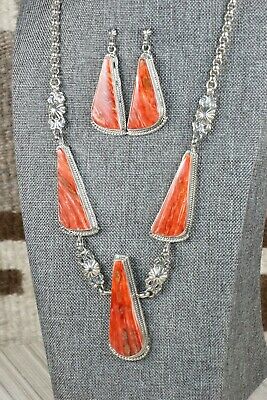 Spiny Oyster & Sterling Silver Necklace and Earrings Set -Annie Spencer - Navajo