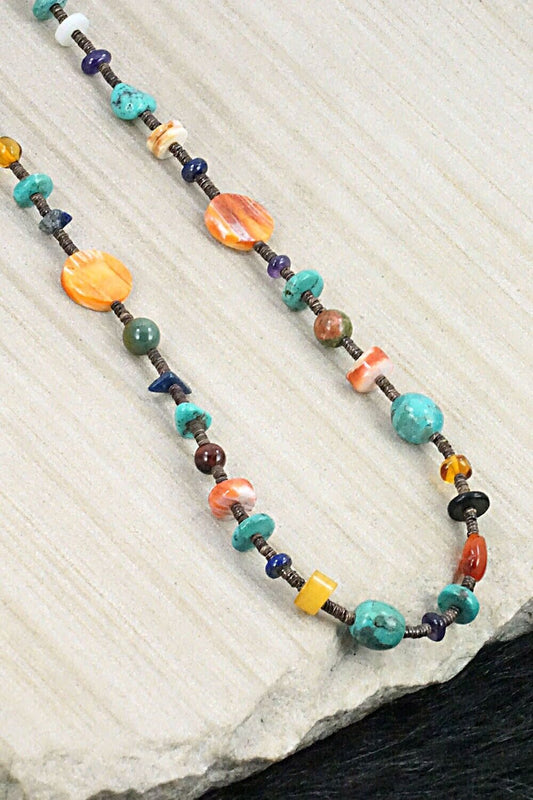 Multi Stone and Sterling Silver Necklace - Helen Tsosie