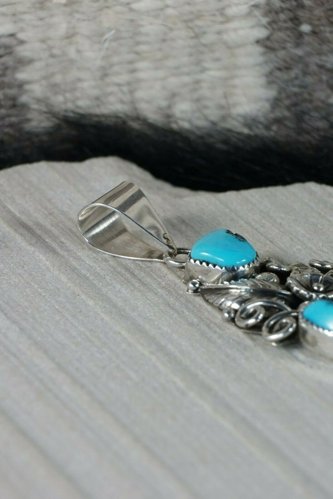 Navajo Turquoise and Sterling Silver Pendant - High Lonesome Trading