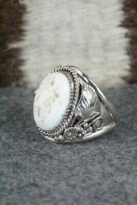 White Buffalo & Sterling Silver Ring - Leonard Spencer - Size 12 - High Lonesome Trading