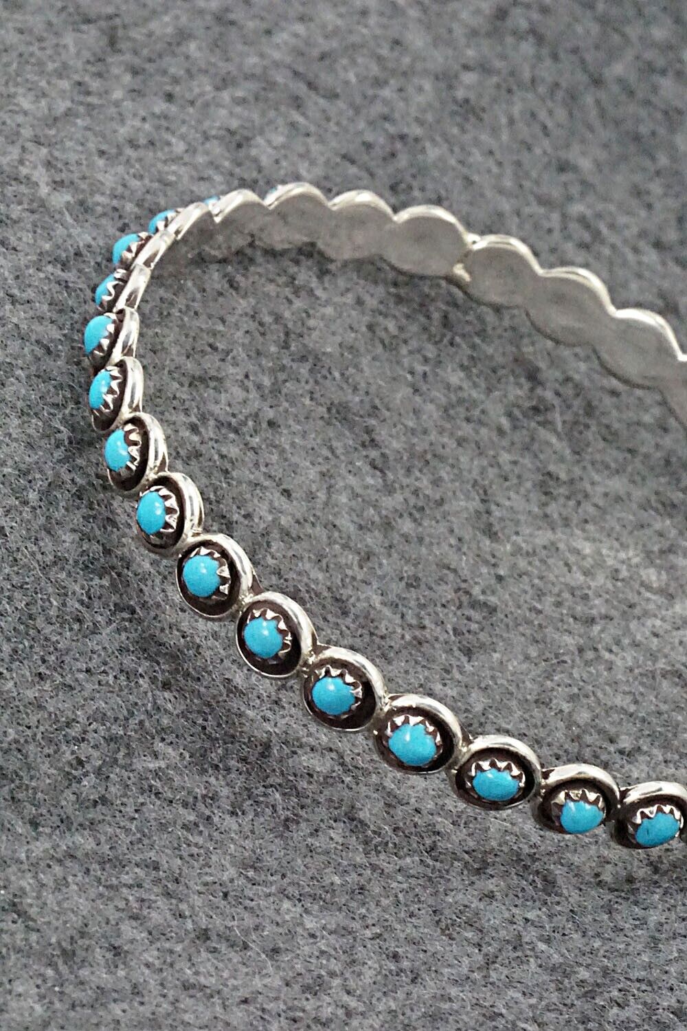 Turquoise & Sterling Silver Bangle Bracelet - Florenda Lonasee