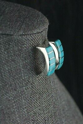 Zuni Turquoise and Sterling Silver Earrings - Lloyd Kanesta - High Lonesome Trading