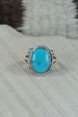 Navajo Turquoise & Sterling Silver Ring - Genevieve Frank - Size 5.5