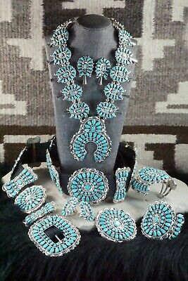 Turquoise & Sterling Silver Squash Blossom Set - Victor Begay