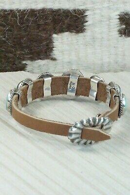 7 Stone Turquoise, Sterling Silver and Leather Bracelet - Danny Martinez - High Lonesome Trading