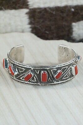 Coral & Sterling Silver Bracelet - Delbert Arviso