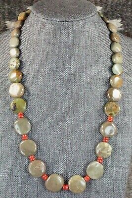 Turquoise, Coral & Sterling Silver Necklace - Navajo