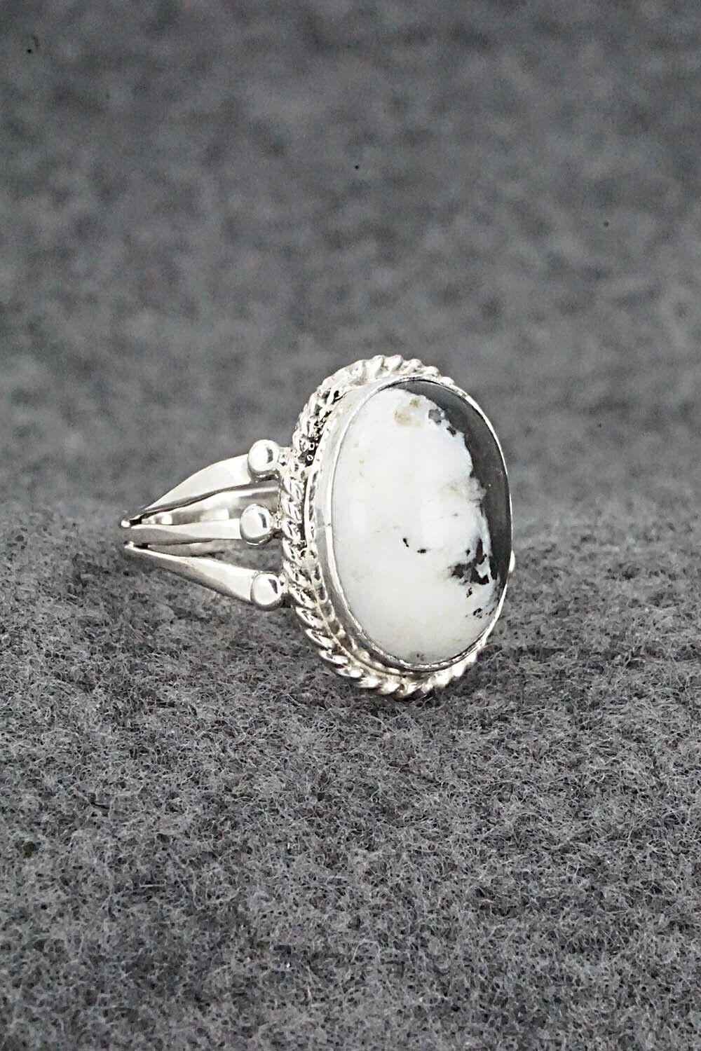 White Buffalo & Sterling Silver Ring - Grace Kenneth - Size 7.5