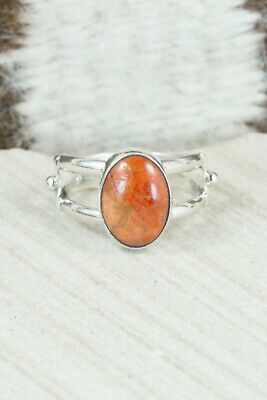 Coral & Sterling Silver Ring - Navajo - Size 6.75