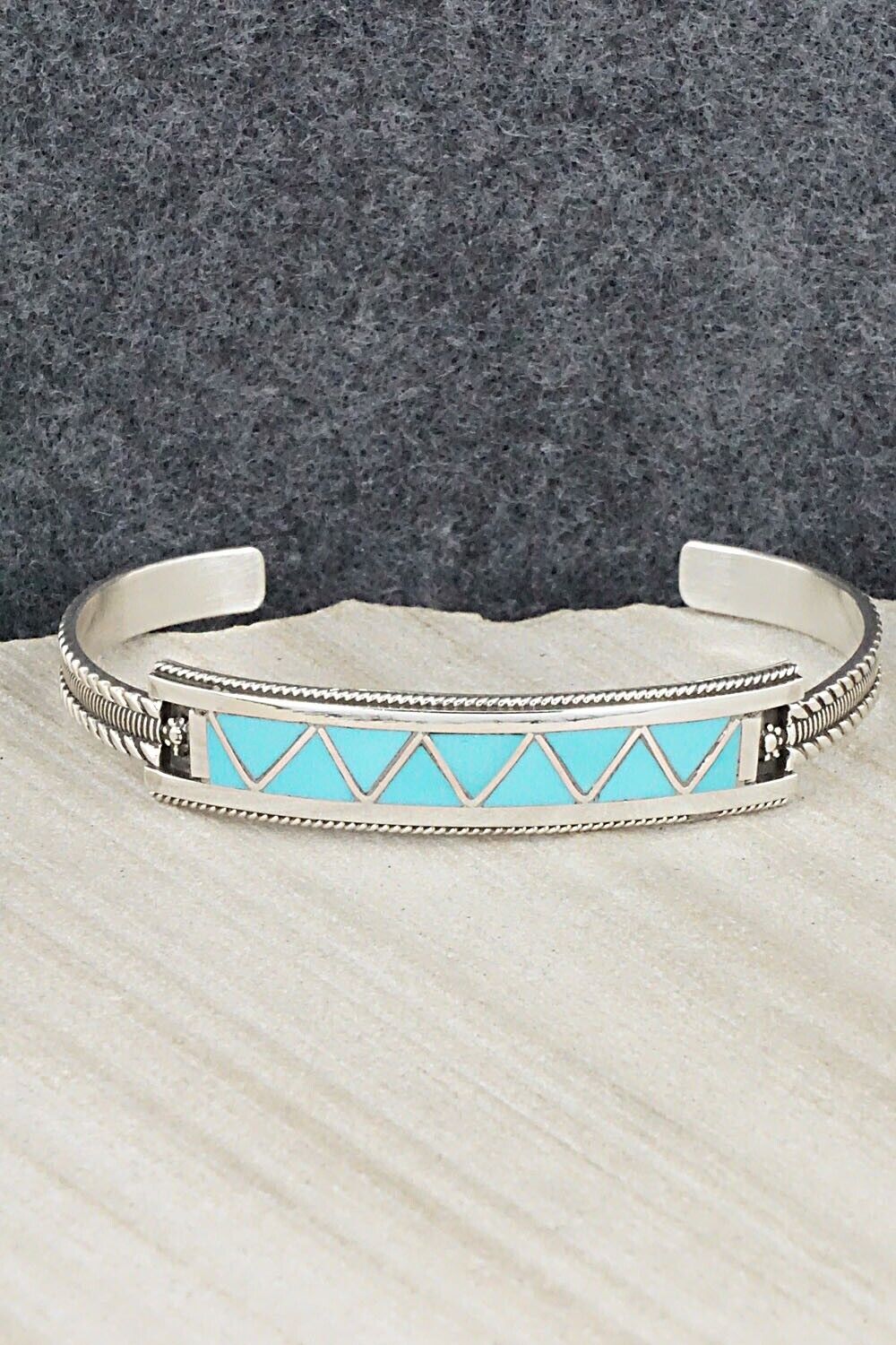Turquoise & Sterling Silver Inlay Bracelet - Claudine Haloo