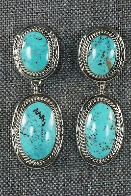 Navajo Turquoise and Sterling Silver Earrings - Raymond Yazzie - High Lonesome Trading
