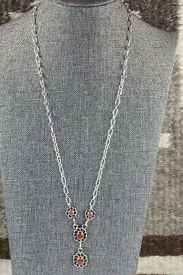 Coral & Sterling Silver Floral Necklace - Sadie Jim