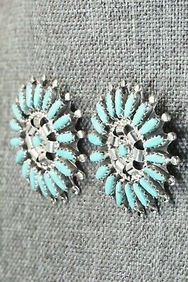 Turquoise & Sterling Silver Earrings - Nathaniel Nez