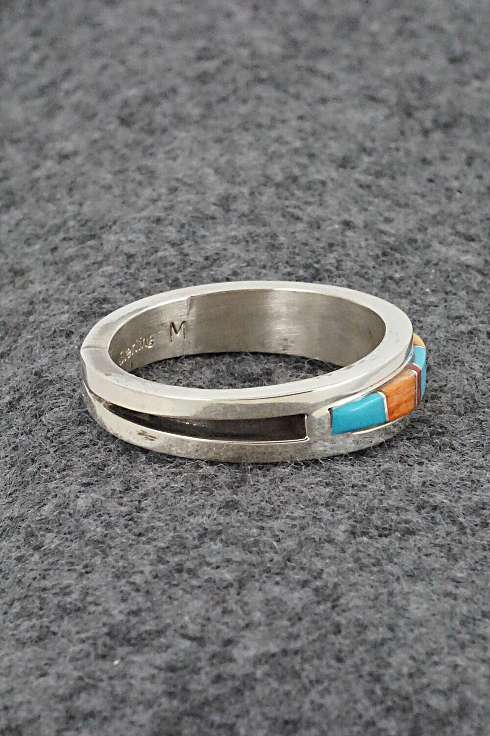 Multi-Stone & Sterling Silver Inlay Ring - Wilbert Muskett Jr. - Size 12.5