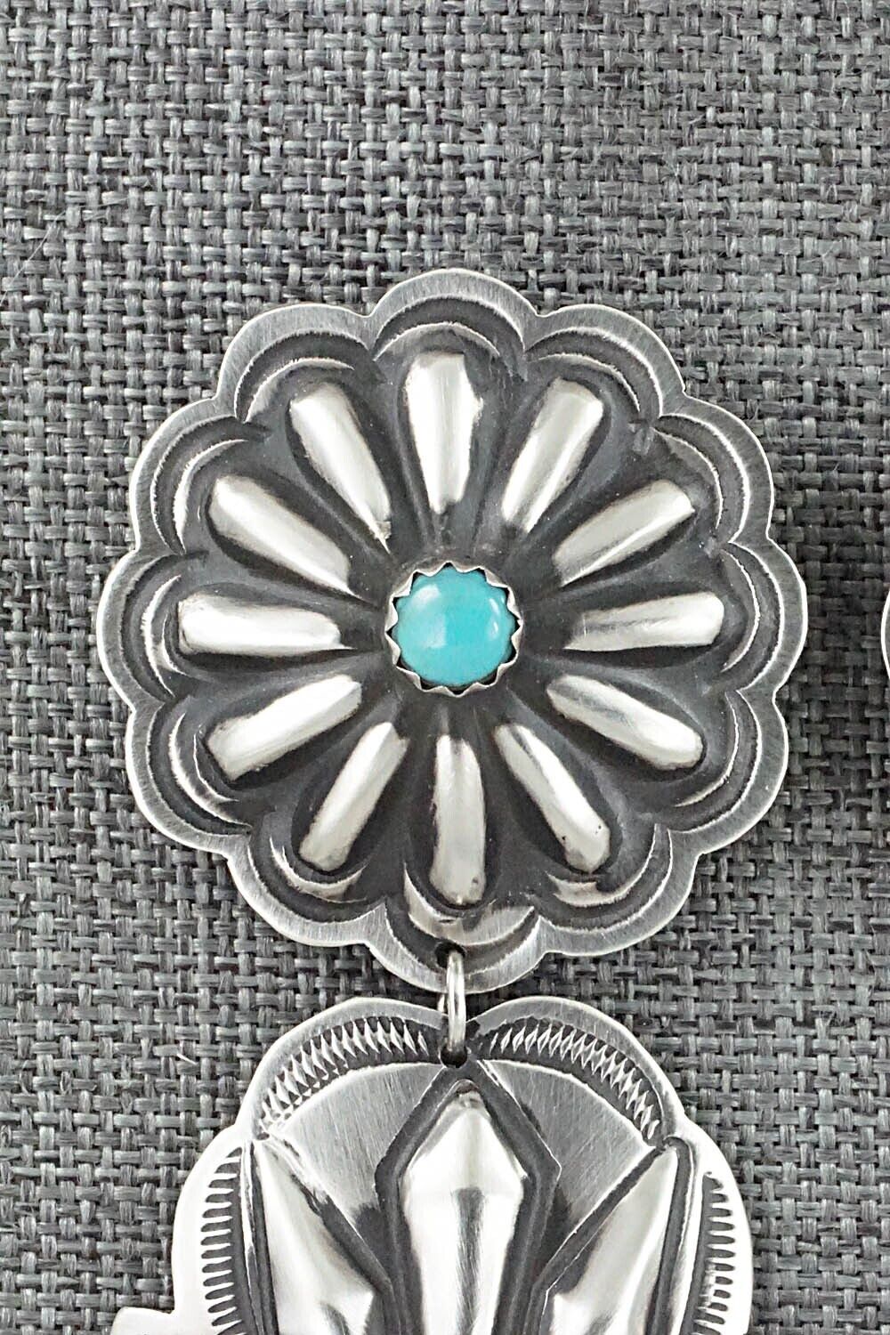 Turquoise & Sterling Silver Earrings - Leander Tahe