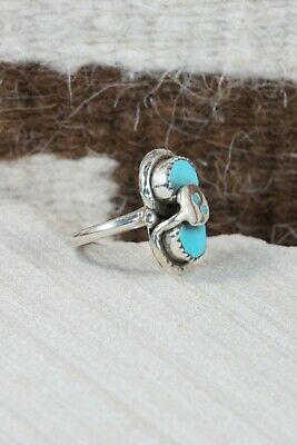 Zuni Turquoise and Sterling Silver Ring - Gayle Calavaza - Size 6.5 - High Lonesome Trading