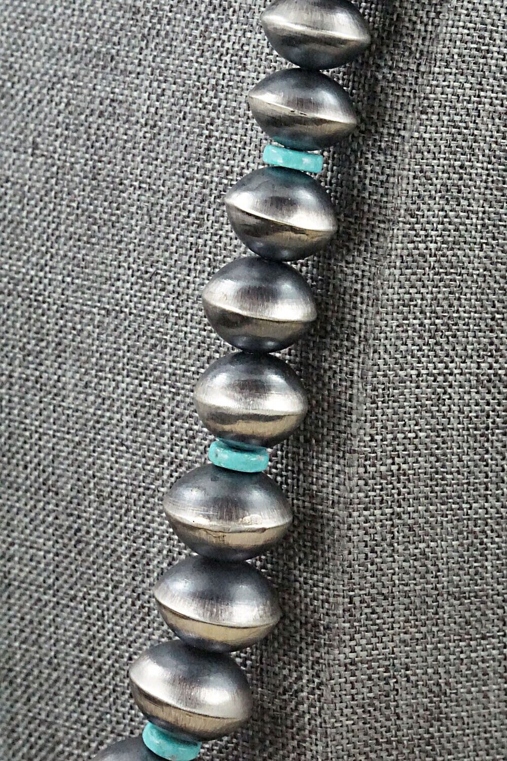 Turquoise and Navajo Pearl Sterling Silver Necklace Set - Sharon Nez Cooley