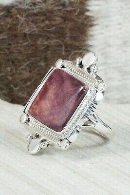 Spiny Oyster & Sterling Silver Ring - Daniel Benally - Size 9