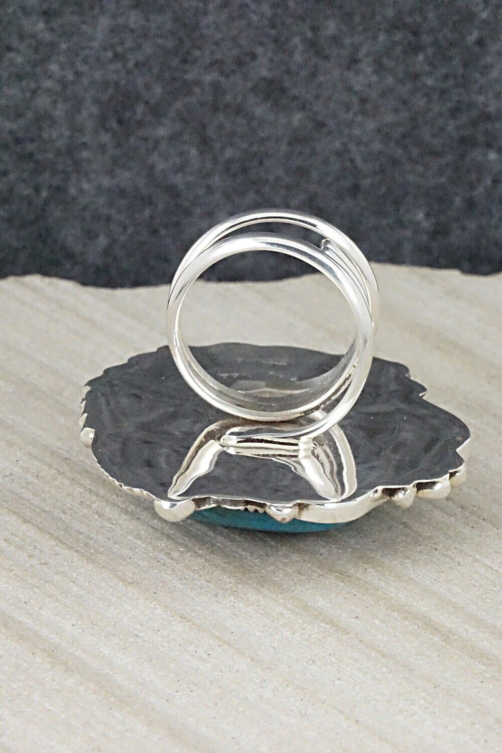 Turquoise and Sterling Silver Ring - Ray Nez - Size 7.5 (Adj.)