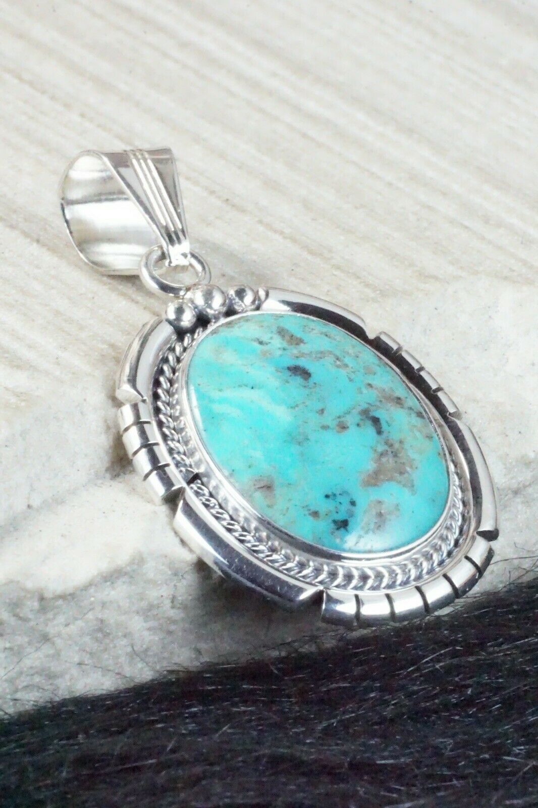 Turquoise & Sterling Silver Pendant - Samuel Yellowhair