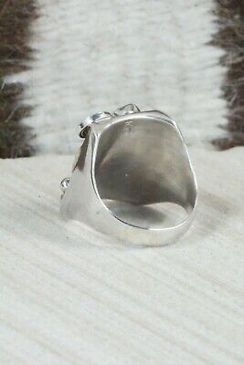 Turquoise, Coral and Sterling Silver Ring - Wilbur Myers - Size 9