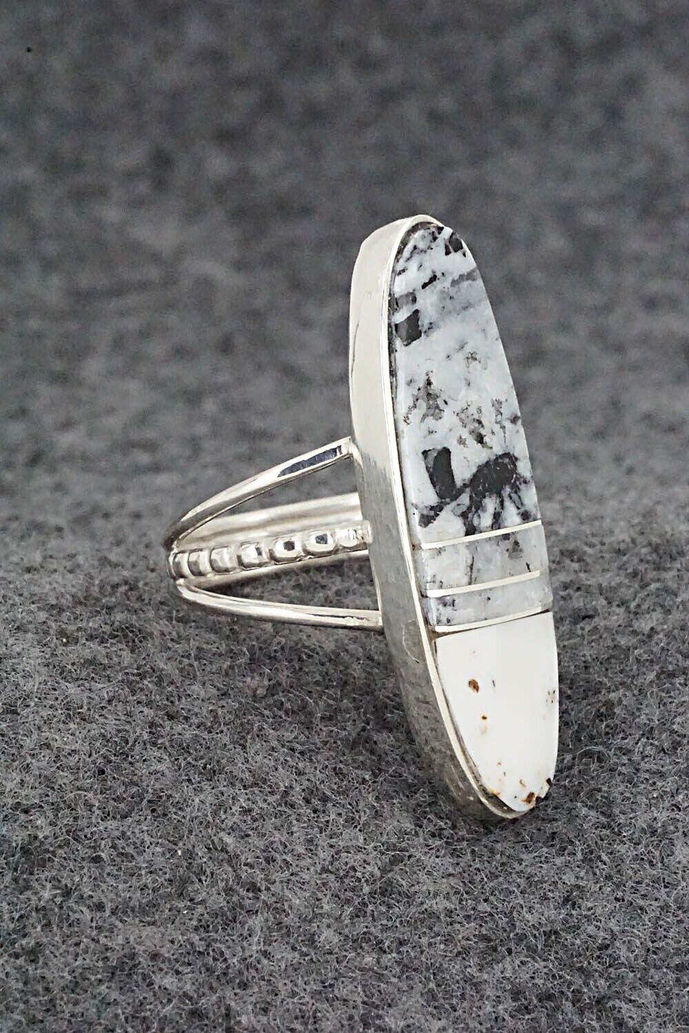 White Buffalo & Sterling Silver Ring - Harold Smith - Size 6