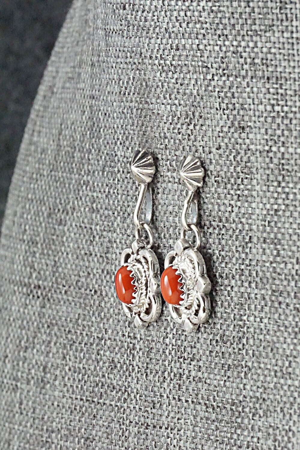 Coral & Sterling Silver Earrings - Sharon McCarthy