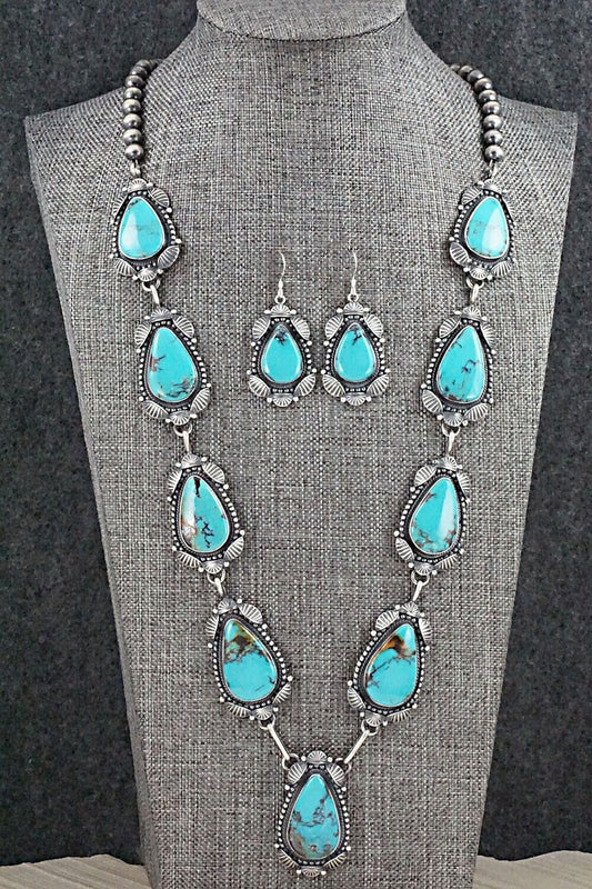 Turquoise & Sterling Silver Necklace and Earrings Set - Derrick Gordon