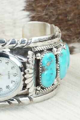 Turquoise and Sterling Silver Watch Bracelet - Robert Leekya