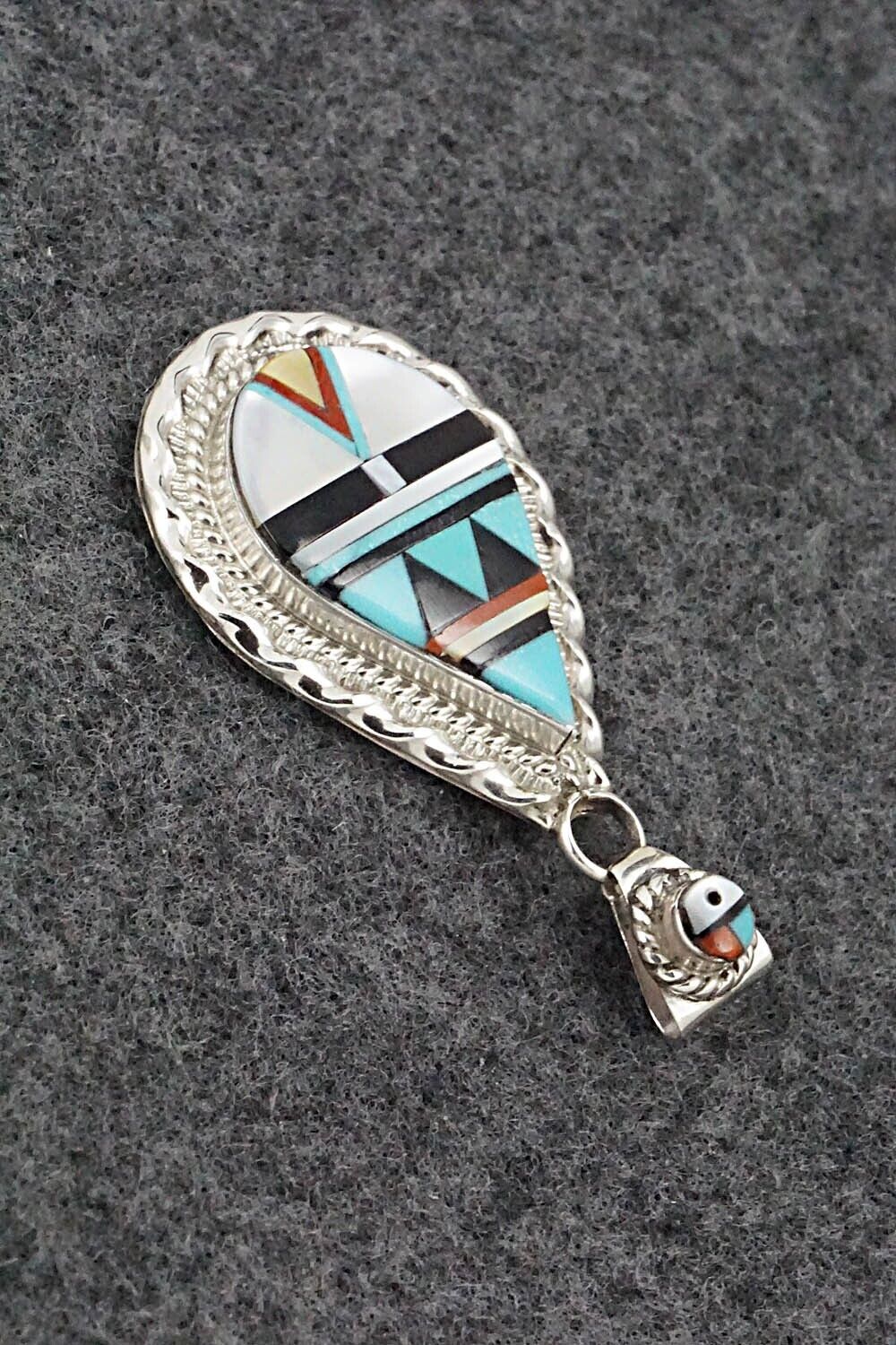Multi Stone & Sterling Silver Pendant - Lynette Yuselew