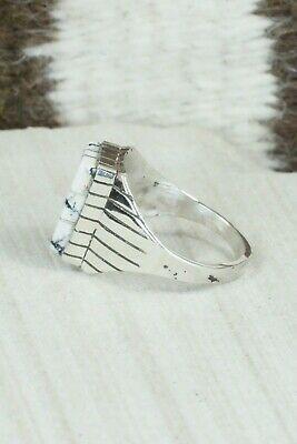 Inlay White Buffalo & Sterling Silver Ring - Ray Jack - Size 13 - High Lonesome Trading