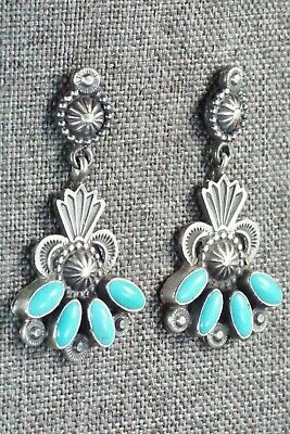 Turquoise & Sterling Silver Earrings - Michael Calladitto - High Lonesome Trading