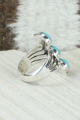 Turquoise & Sterling Silver Ring - Sheena Jack - Size 7.75