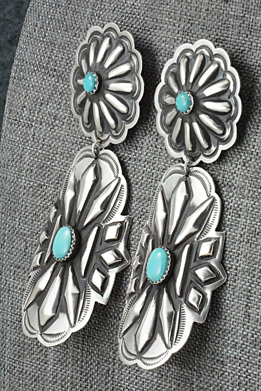 Turquoise & Sterling Silver Earrings - Leander Tahe