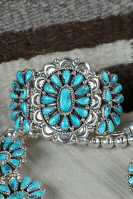 Turquoise & Sterling Silver Squash Blossom Set - Eunise Wilson