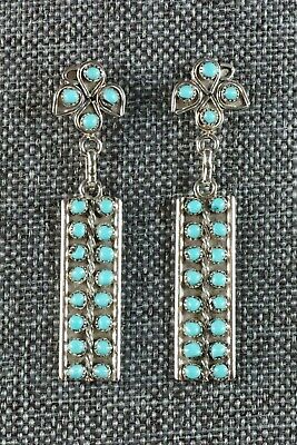 Turquoise & Sterling Silver Earrings - Herbert Lastiyano - High Lonesome Trading