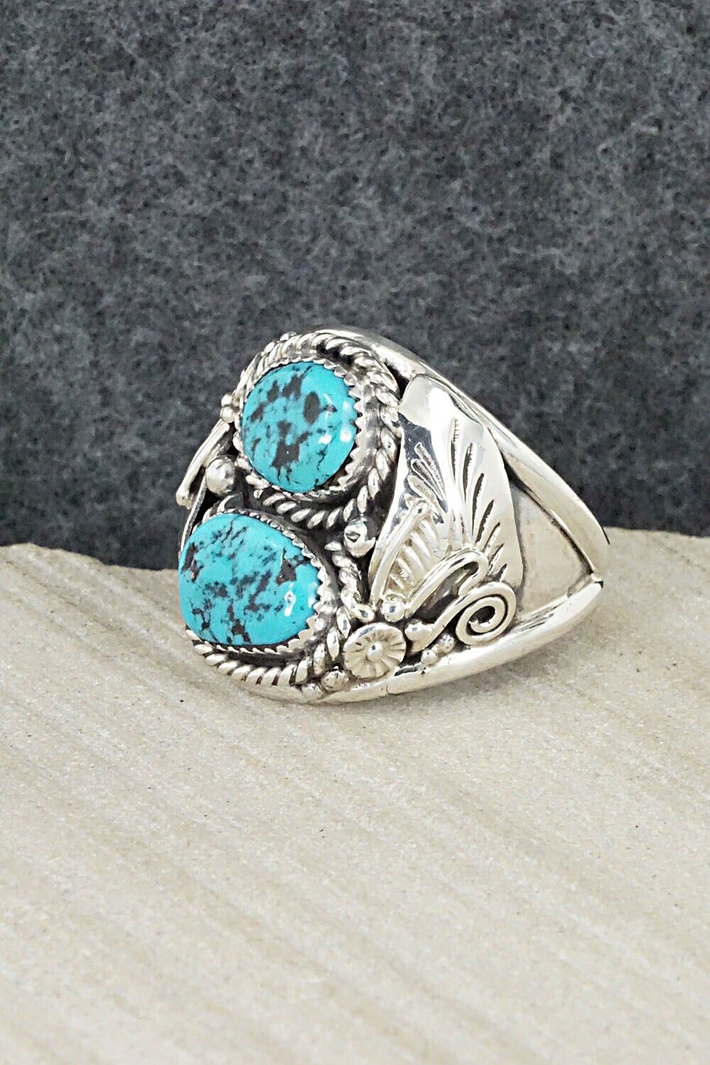 Turquoise & Sterling Silver Ring - Leonard Spencer - 12.5