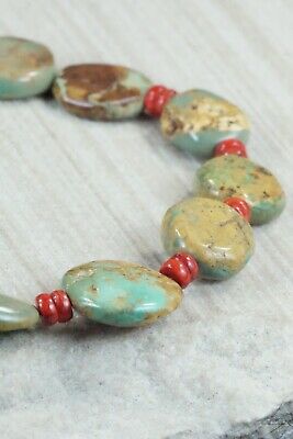 Turquoise, Coral & Sterling Silver Necklace - Navajo