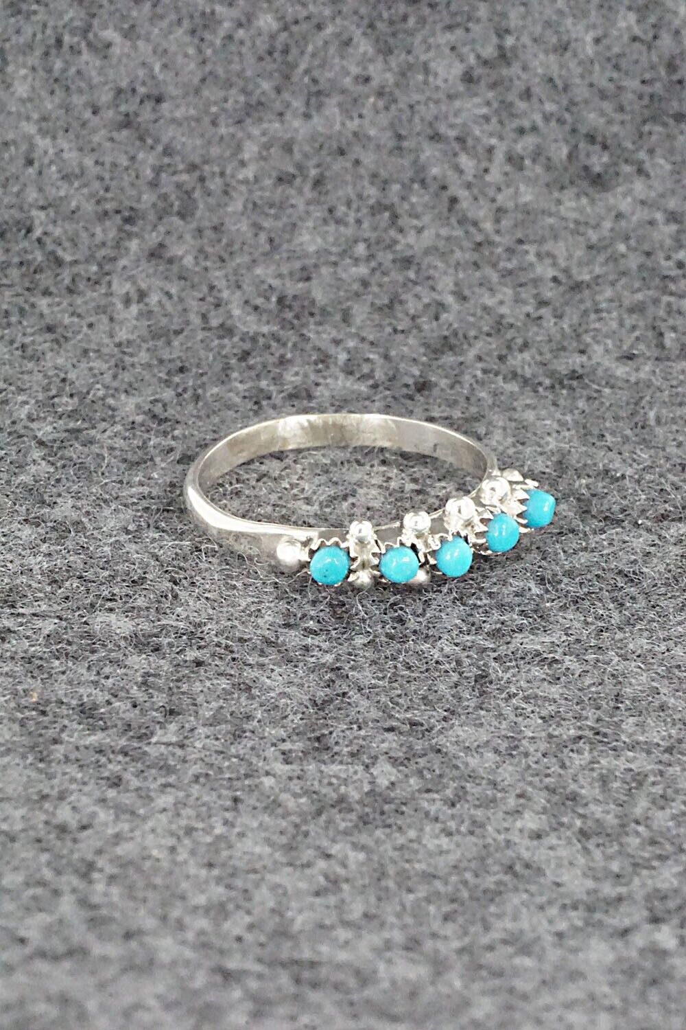 Turquoise & Sterling Silver Ring - April Haloo - Size 7.5