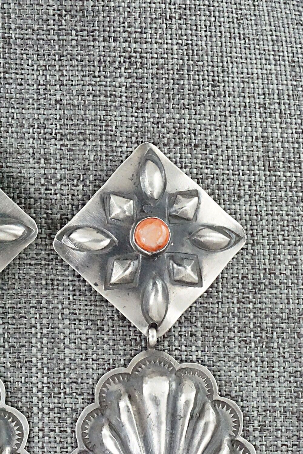 Spiny Oyster and Sterling Silver Earrings - Rita Lee