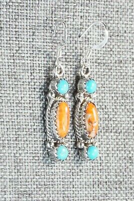 Turquoise, Spiny Oyster and Sterling Silver Earrings - Harris Largo