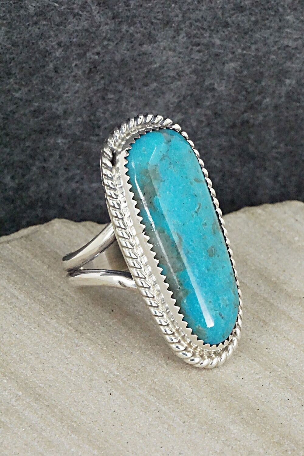 Turquoise & Sterling Silver Ring - Leslie Nez - Size 9.5