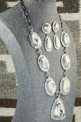 White Buffalo & Sterling Silver Necklace and Earrings - Alvin Joe