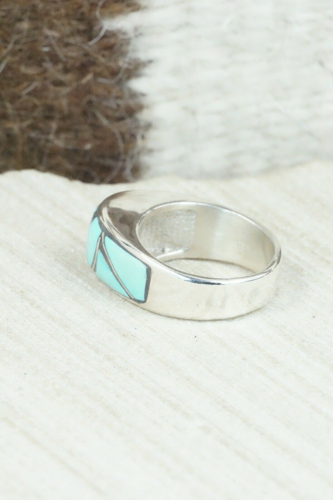 Turquoise & Sterling Silver Ring - Orena Leekya - Size 5.75