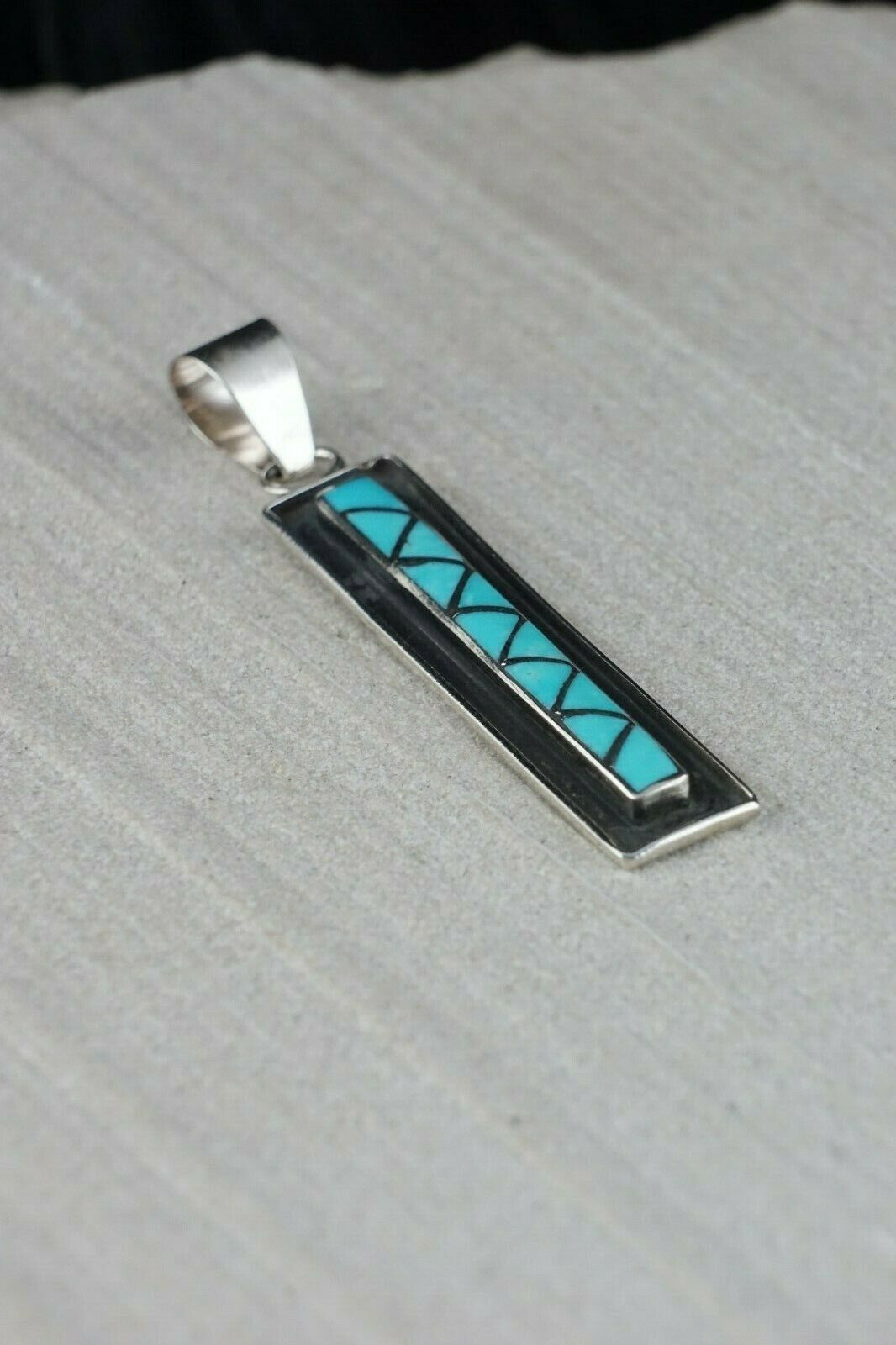 Zuni Turquoise & Sterling Silver Pendant - Laurie Kallestewa - High Lonesome Trading