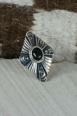 Navajo Onyx and Sterling Silver Ring - Henry Attakal - Size 5.75 - High Lonesome Trading